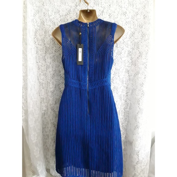 NWT Kobi Halperin Sz 4 JAYDN Royal Blue Knit Crochet Dress - Picture 3 of 7